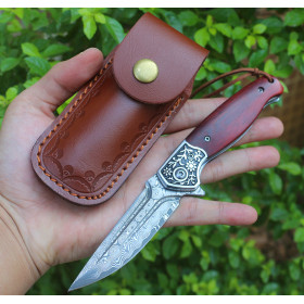 Damascus Steel Dual-line Quick-opening Folding Hunting Survival Camping Tactical Pocket Knife UD406595